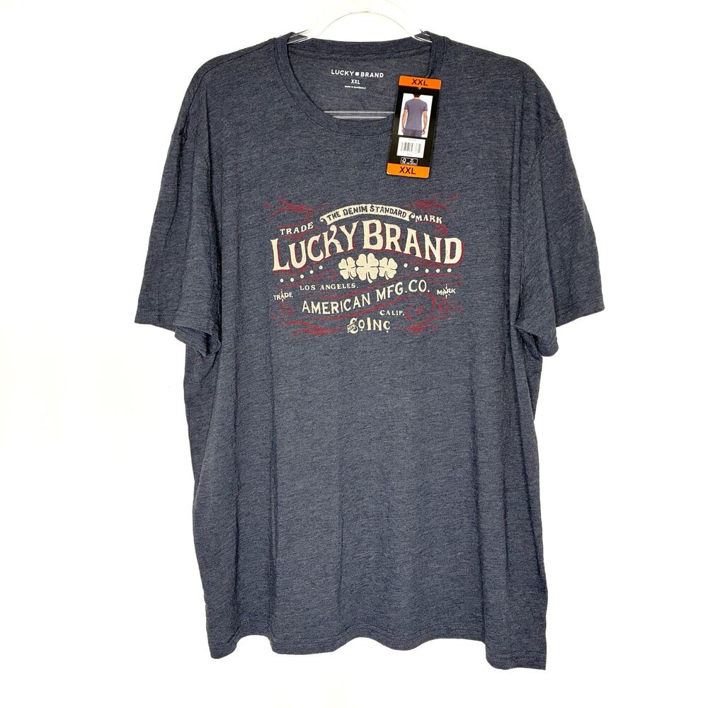 Lucky Brand Navy Blue Graphic Tee Shirt Short Sleeve Mens XXL